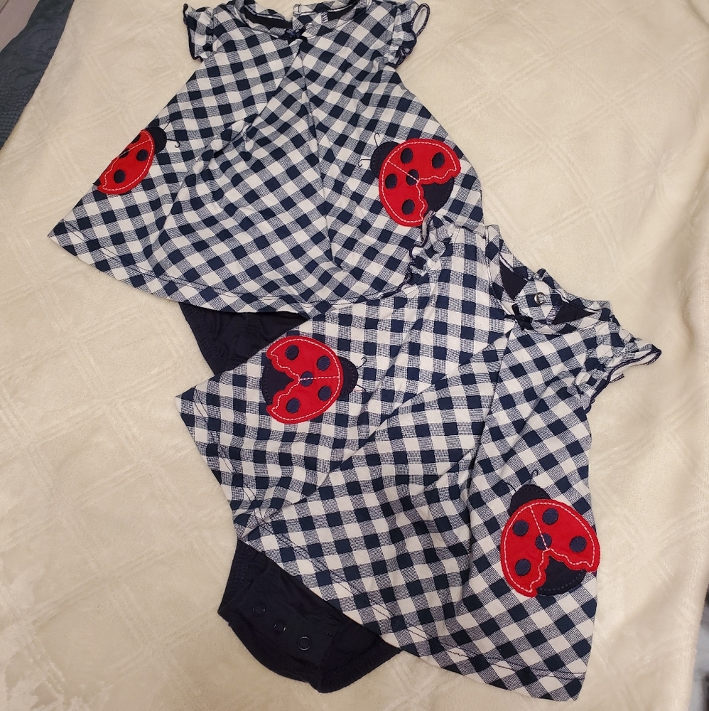 Twin girl set of rompers summer lady bug